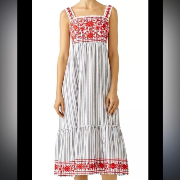 Kate Spade Stripe Embroidered Maxi Dress - Picture 2 of 10